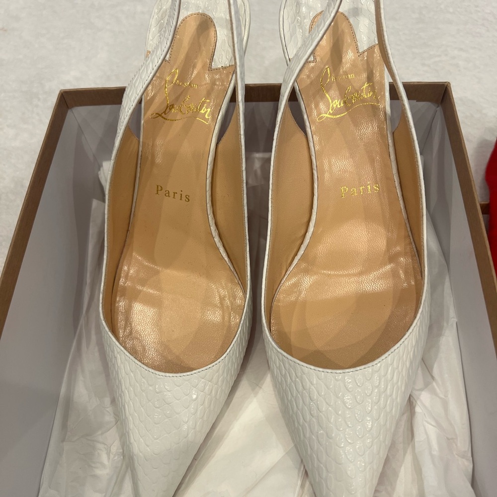 Clare sling 80 calf Jurassic w222 BIANCO sz 39 Christian louboutin